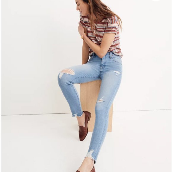 Madewell Denim - MADEWELL NWT 9" High-Rise Skinny Jeans in Ontario Wash: Distressed-Hem Edition